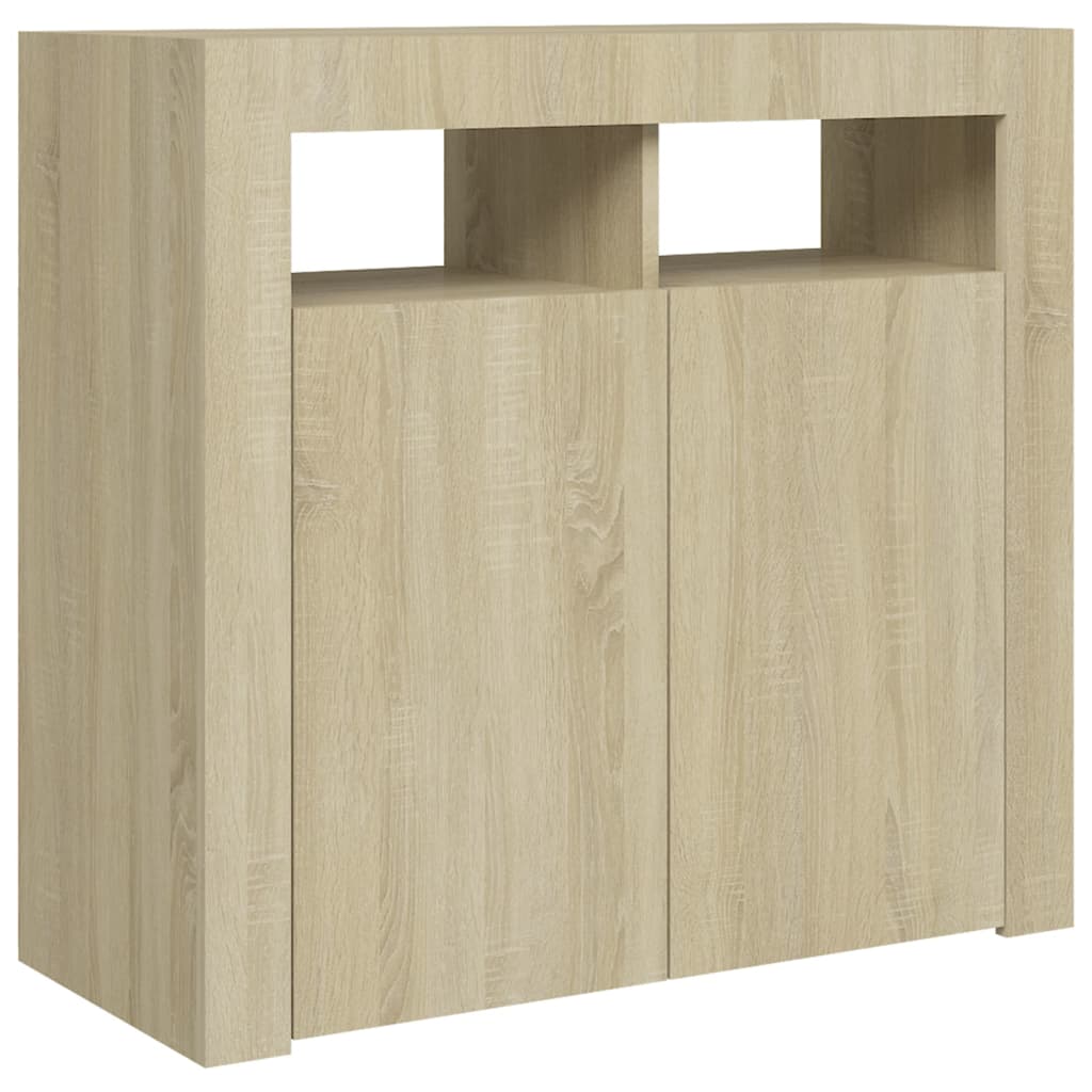 Sideboard mit LED-Leuchten Sonoma-Eiche 80x35x75 cm