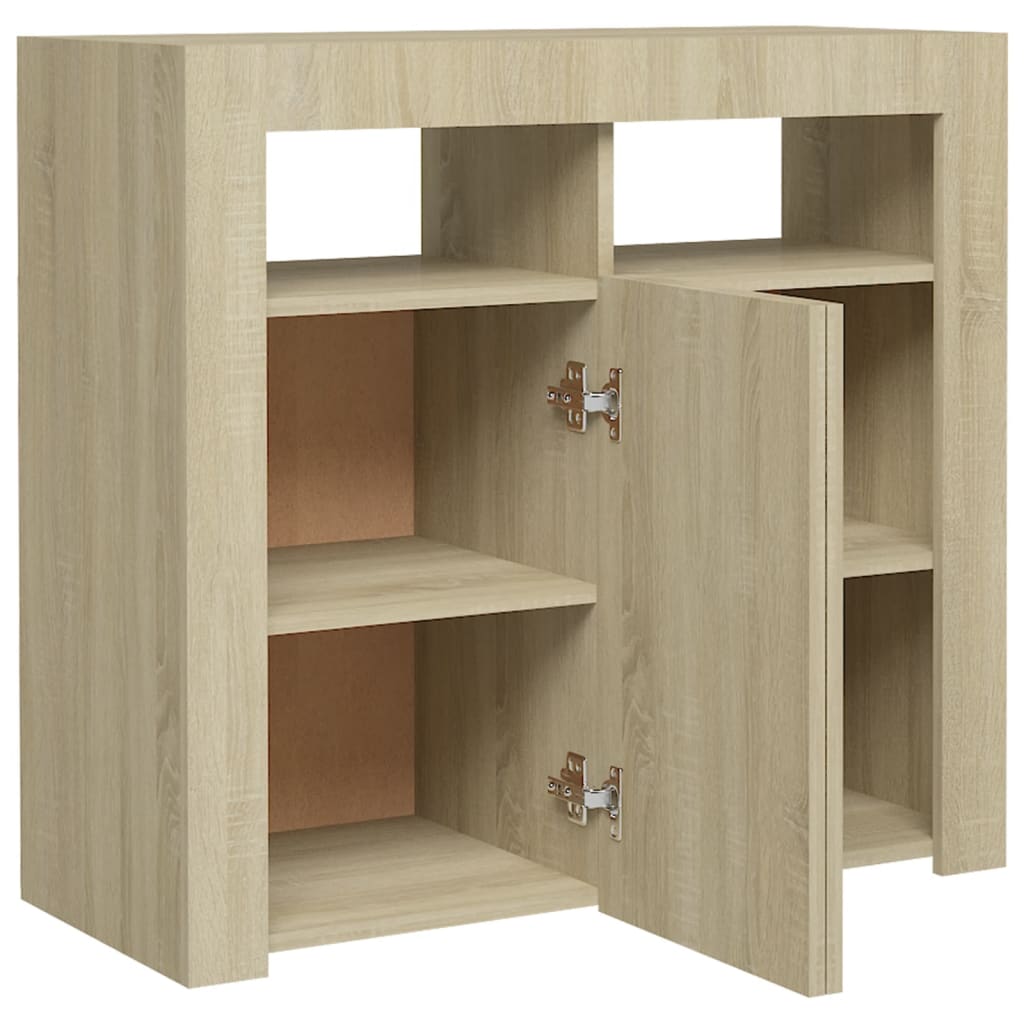 Sideboard mit LED-Leuchten Sonoma-Eiche 80x35x75 cm