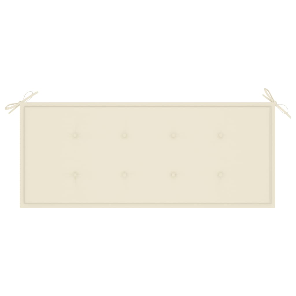 Batavia-Gartenbank mit Cremeweißem Kissen 120cm Teak Massivholz