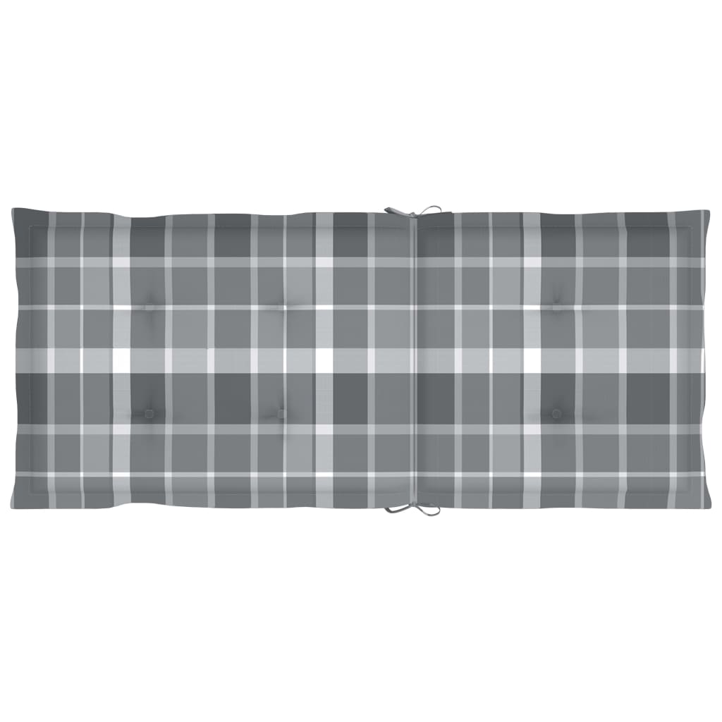 Gartenstühle 2 Stk. Graue Karomuster Kissen Massivholz Teak