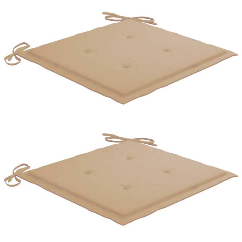 Gartenstühle 2 Stk. mit Beige Kissen Massivholz Teak