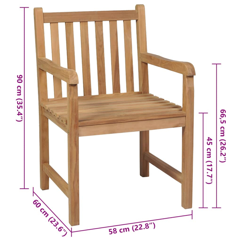 Gartenstühle 2 Stk. mit Weinroten Kissen Massivholz Teak