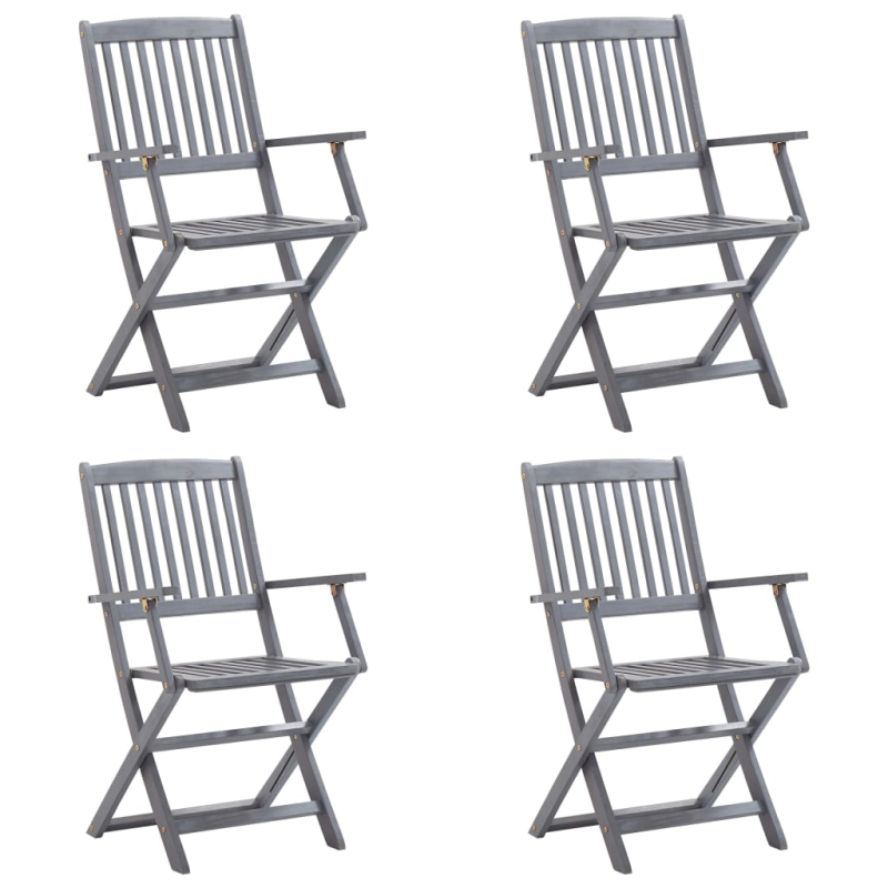 Klappbare Gartenstühle 4 Stk. mit Kissen Massivholz Akazie