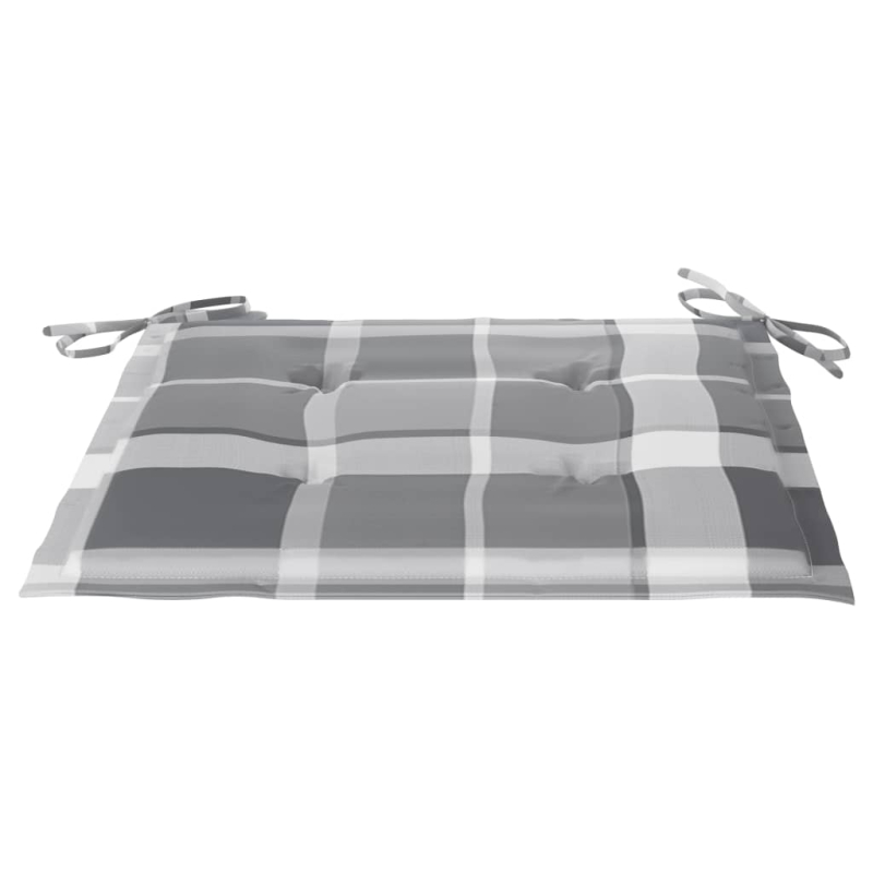 Gartenstühle Graue Karomuster-Kissen 4 Stk. Massivholz Teak