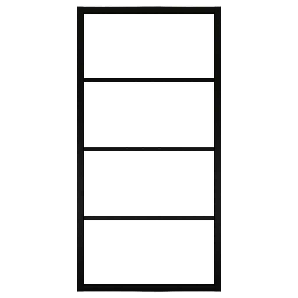 Schiebetür Aluminium und ESG Glas 102,5x205 cm Schwarz