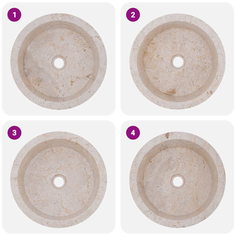 Waschbecken Creme Ø40x15 cm Marmor