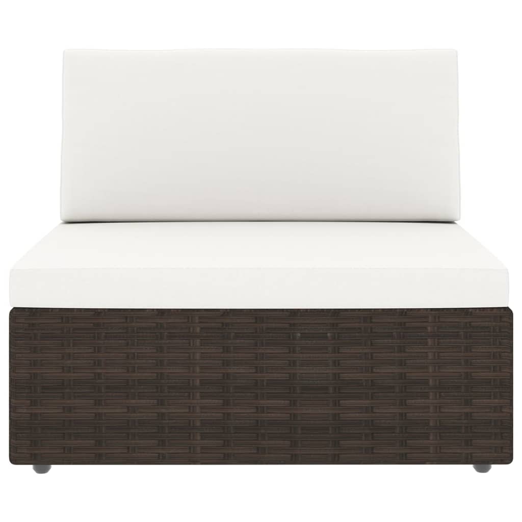 11-tlg. Garten-Lounge-Set mit Kissen Braun Poly Rattan