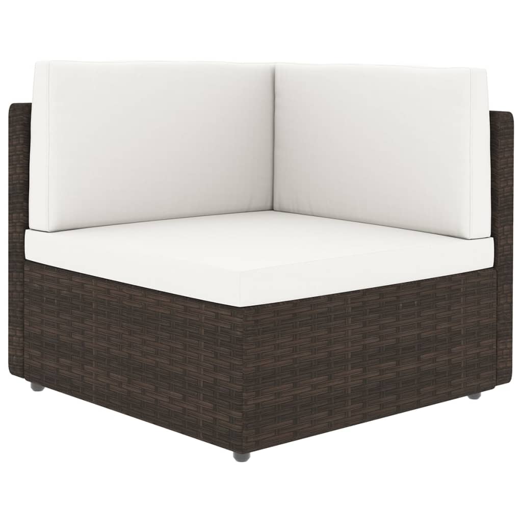 11-tlg. Garten-Lounge-Set mit Kissen Braun Poly Rattan