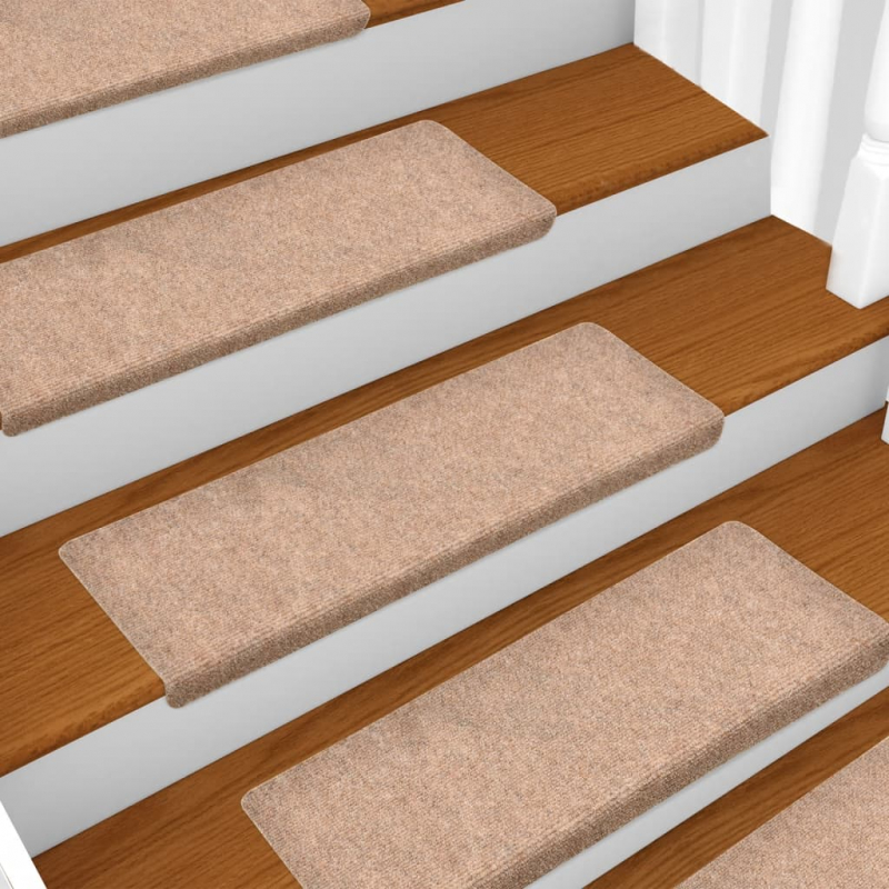Treppenmatten 10 Stk. Creme 65x21x4 cm Nadelvlies