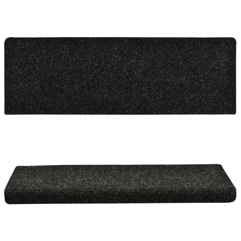 Treppenmatten 5 Stk. Schwarz 65x21x4 cm Nadelvlies