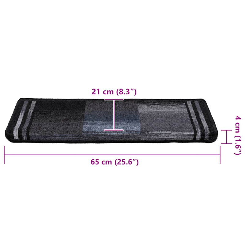 Stufenmatten Selbstklebend 10 Stk 65x21x4 cm Schwarz Grau