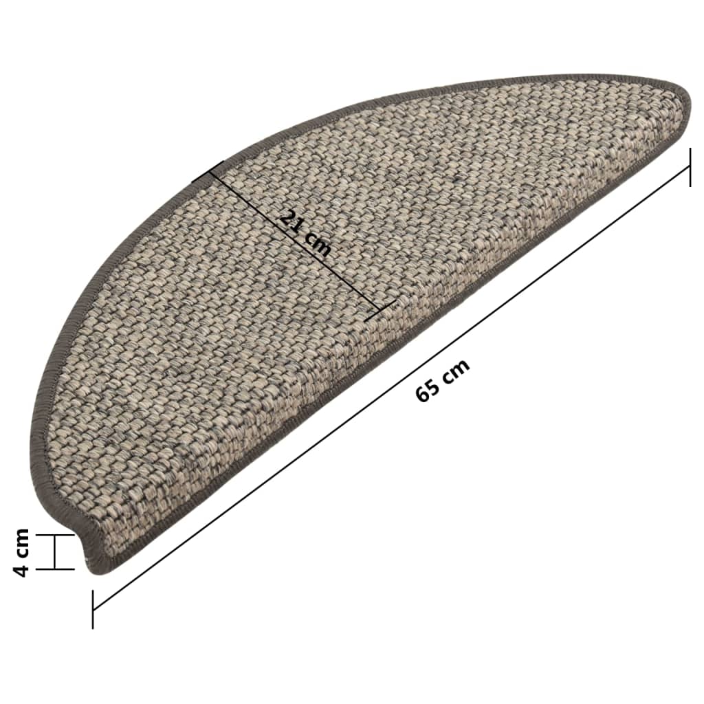 Treppenmatten Selbstklebend Sisal-Look 15 Stk. 65x21x4 Silbern