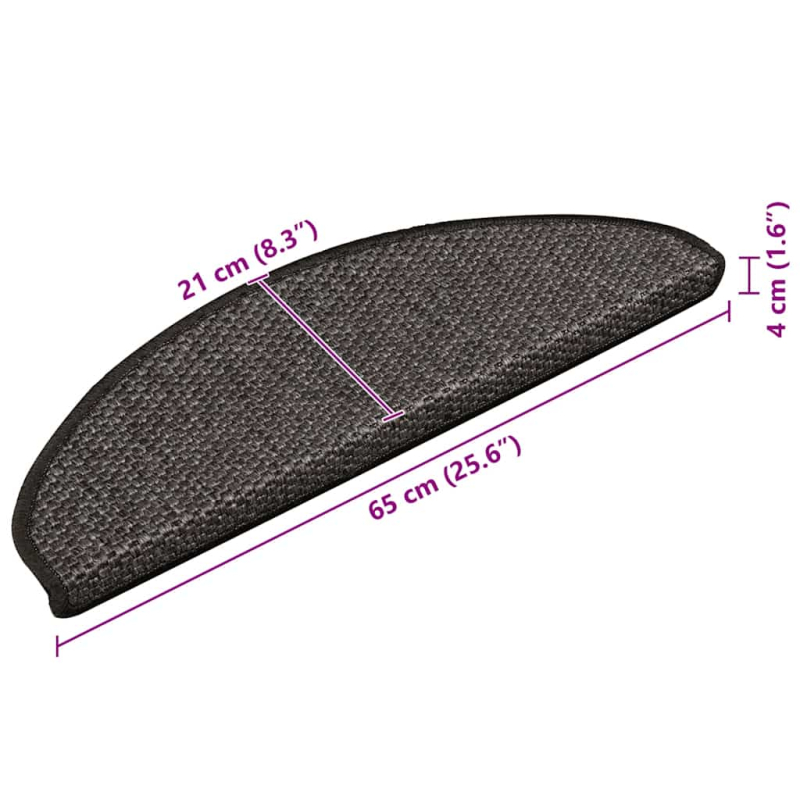 Treppenmatten Selbstklebend Sisal 15 Stk. 65x21x4 cm Anthrazit