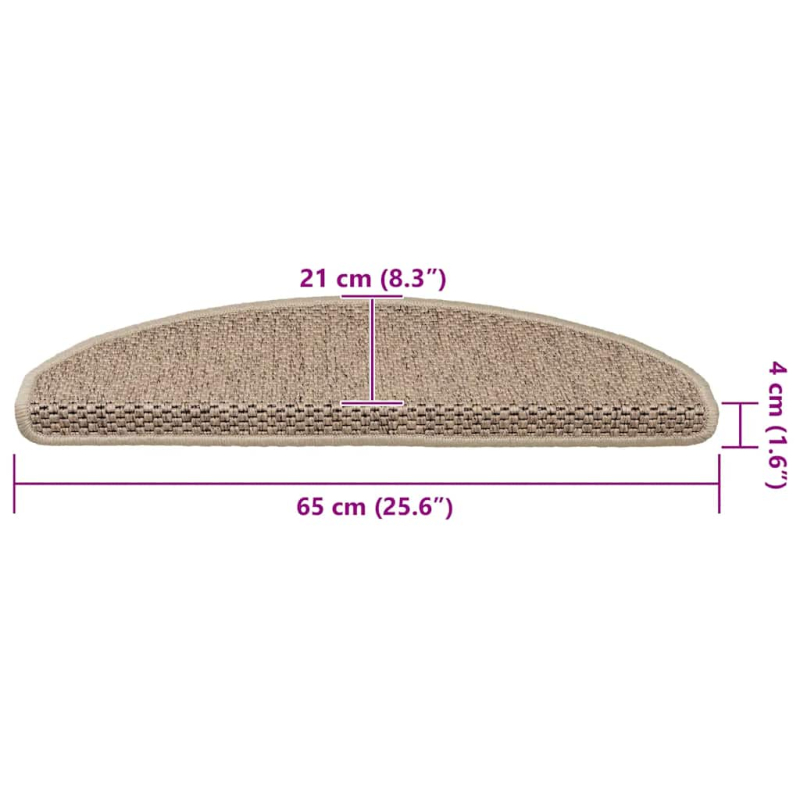 Treppenmatten Selbstklebend Sisal-Optik 15 Stk. 65x21x4 cm Sand