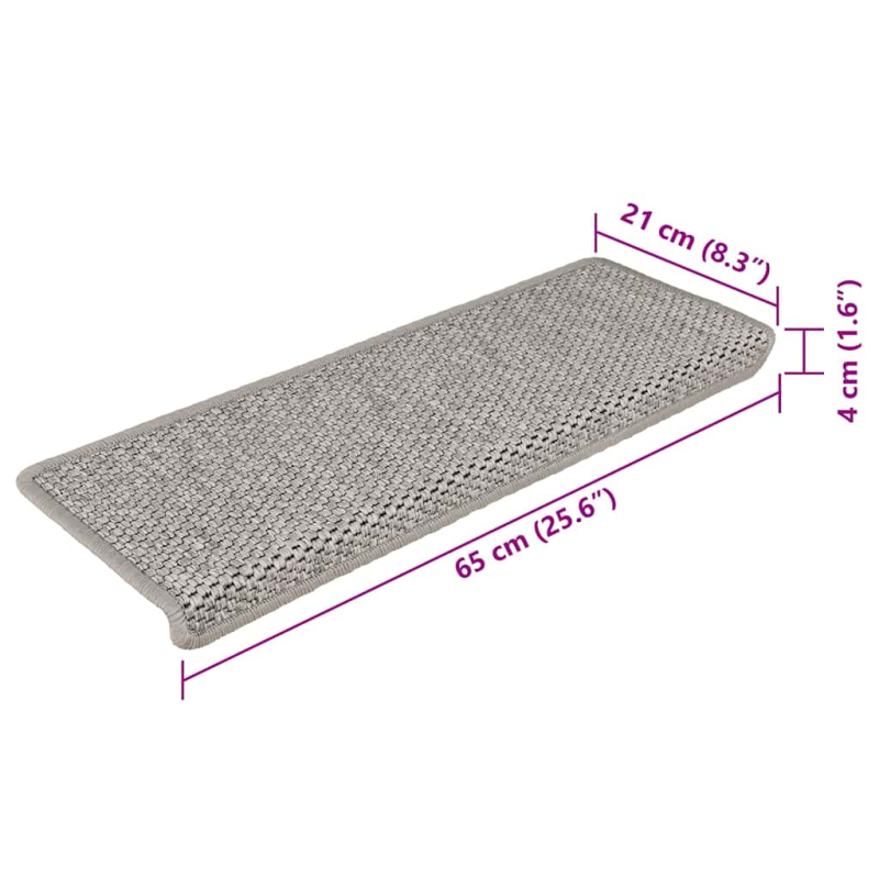 Treppenmatten Selbstklebend Sisal-Optik 15 Stk. 65x21x4 cm