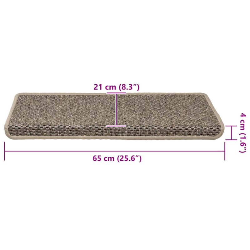 Treppenmatten Selbstklebend Sisal 15 Stk. 65x21x4cm Dunkelbeige