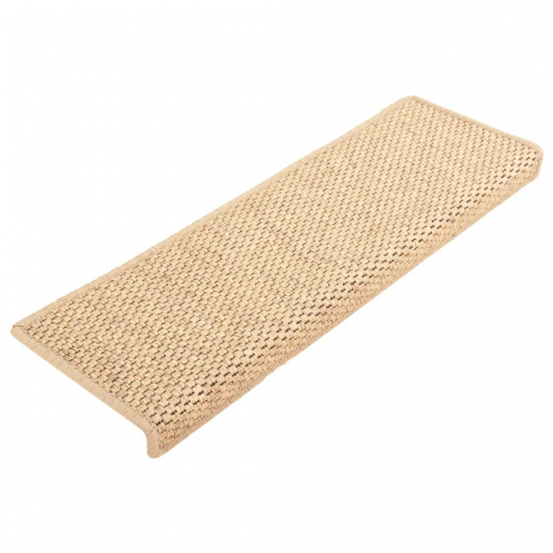 Treppenmatten Selbstklebend Sisal 15 Stk. 65x21x4 cm Hellbeige