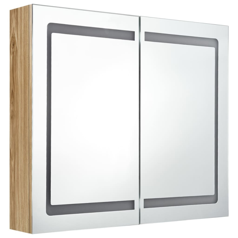 LED-Spiegelschrank fürs Bad Eichen-Optik 80x12x68 cm