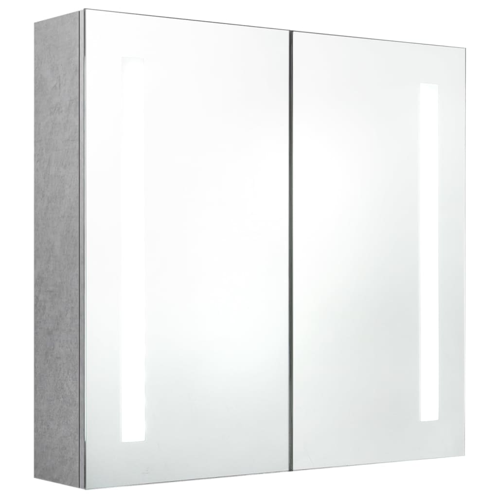LED-Bad-Spiegelschrank Betongrau 62x14x60 cm
