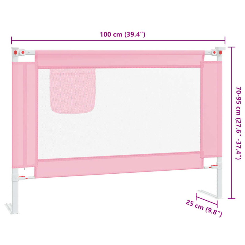 Kleinkind-Bettschutzgitter Rosa 100x25 cm Stoff