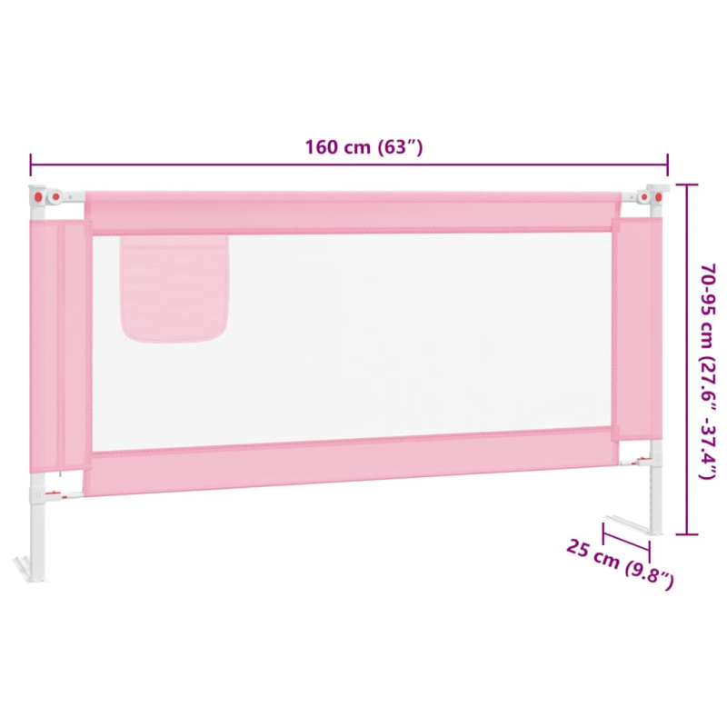 Kleinkind-Bettschutzgitter Rosa 160x25 cm Stoff