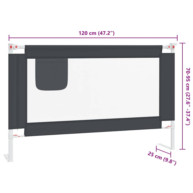 Kleinkind-Bettschutzgitter Dunkelgrau 120x25 cm Stoff