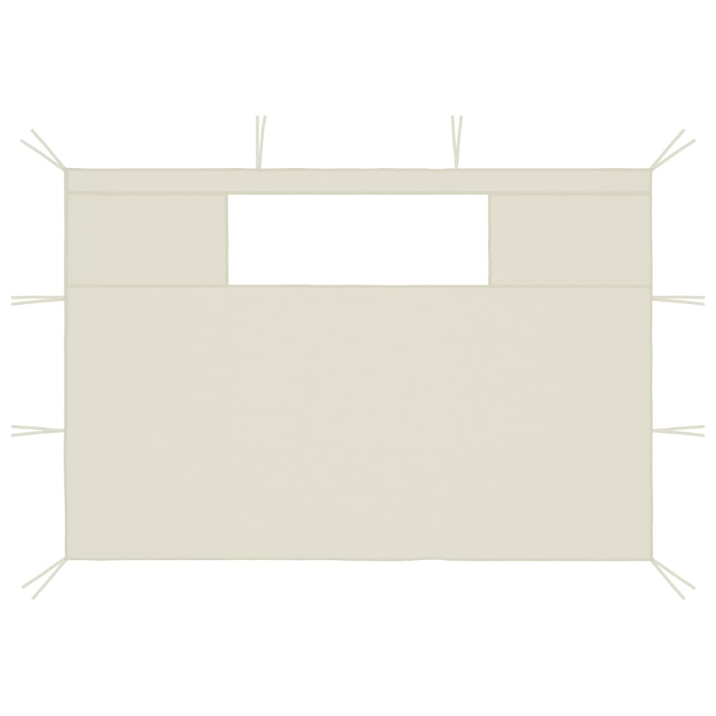 Pavillon-Seitenwände mit Fenstern 2 Stk. Creme