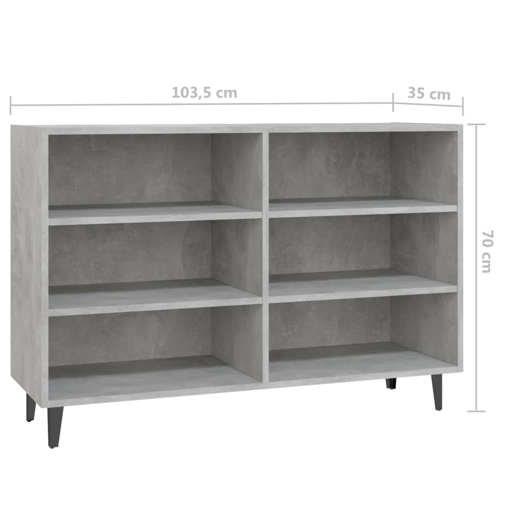 Sideboard Betongrau 103,5x35x70 cm Holzwerkstoff
