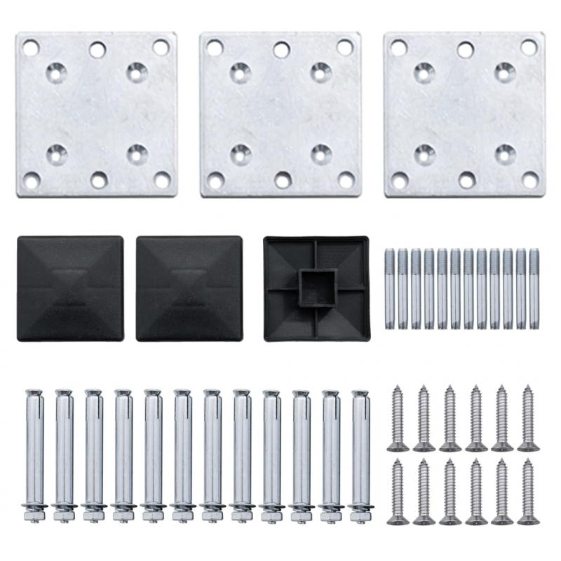 Zaunelement Set WPC 353x186 cm Schwarz