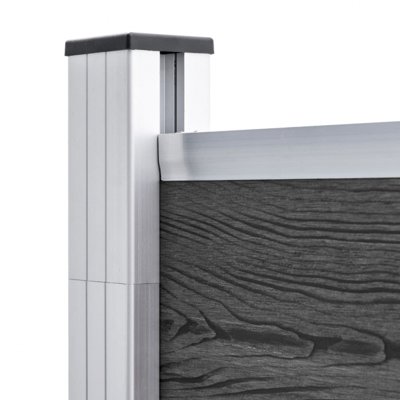 Zaunelement Set WPC 446x(105-186) cm Schwarz