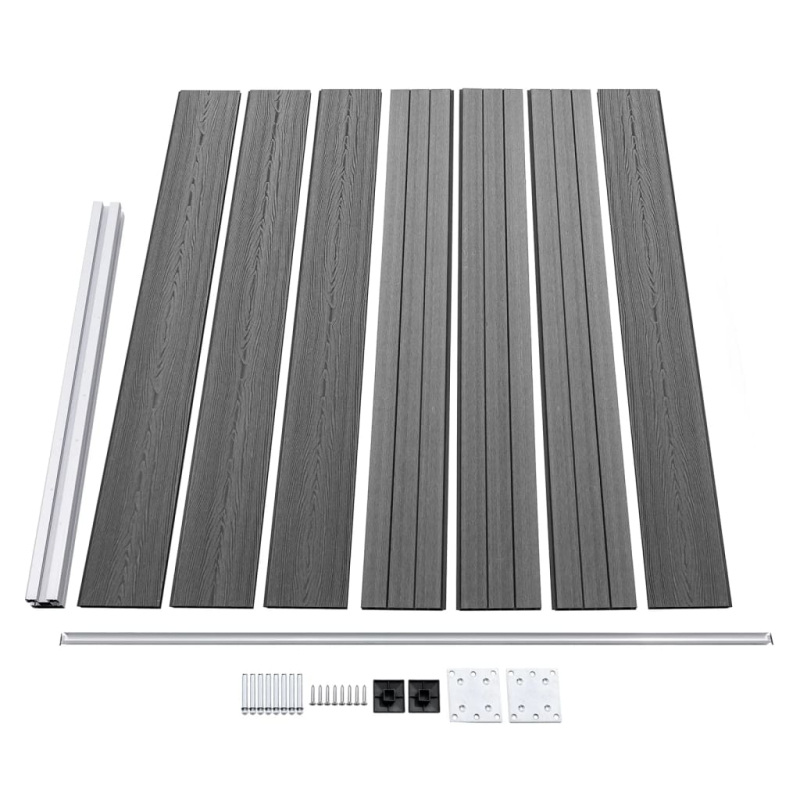 Zaunelement Set WPC 353x146 cm Grau