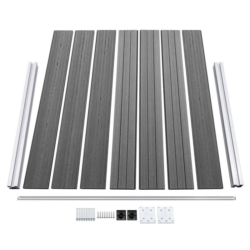 Zaunelement Set WPC 699x146 cm Grau