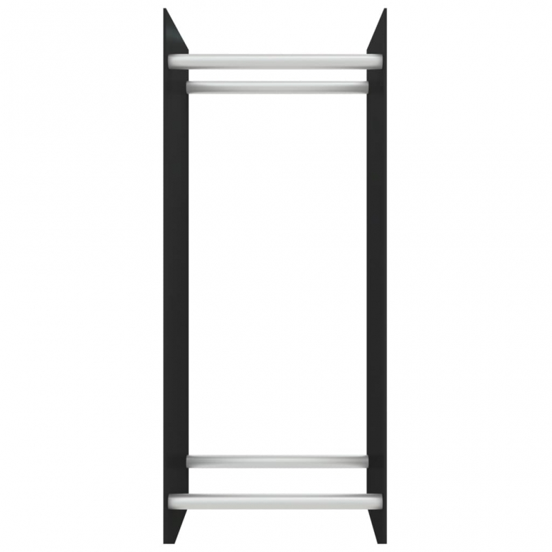 Brennholzregal Schwarz 40x35x100 cm Hartglas