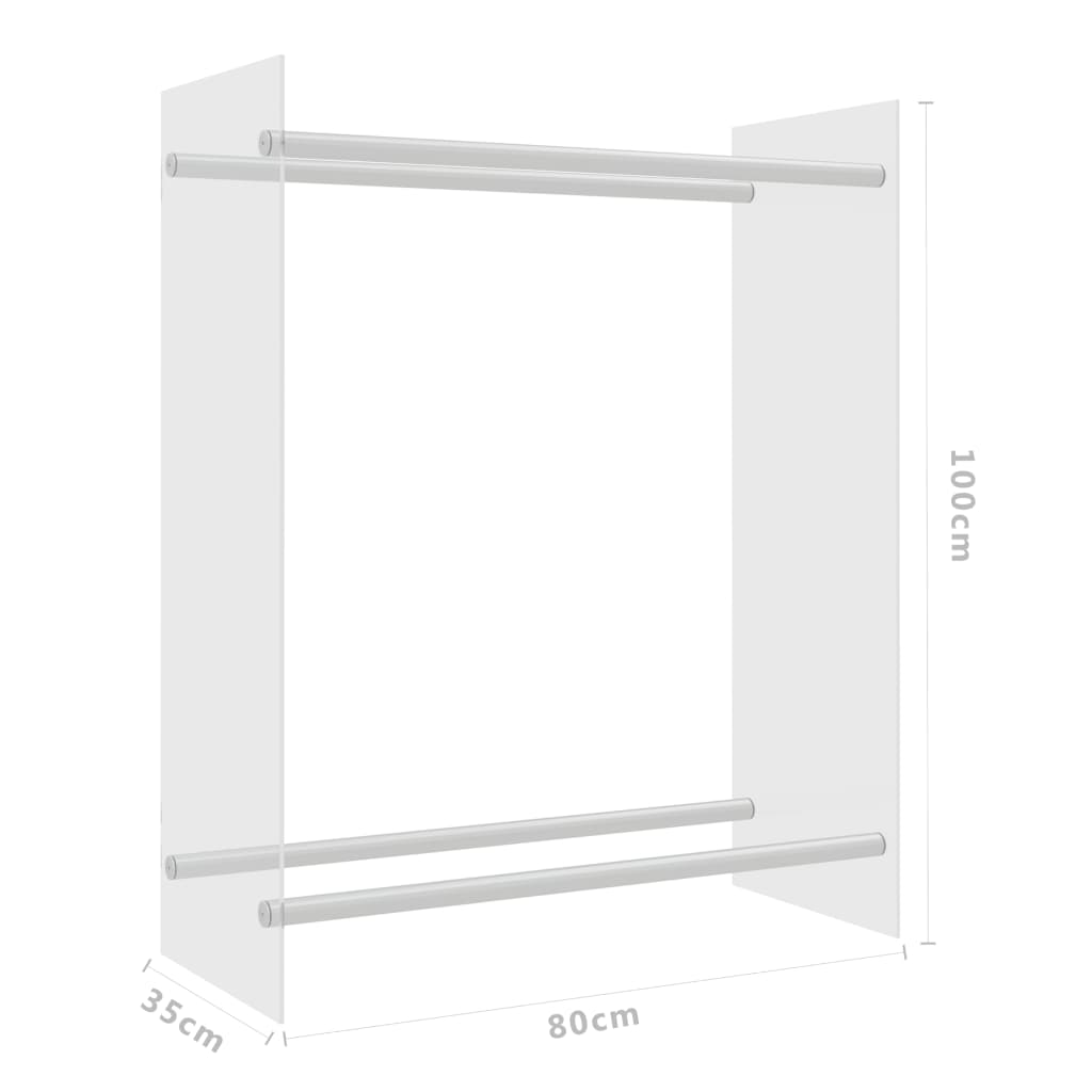 Brennholzregal Transparent 80x35x100 cm Hartglas