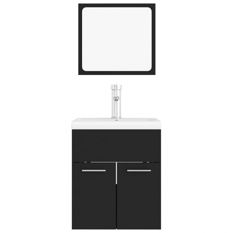 Badmöbel-Set Schwarz Holzwerkstoff