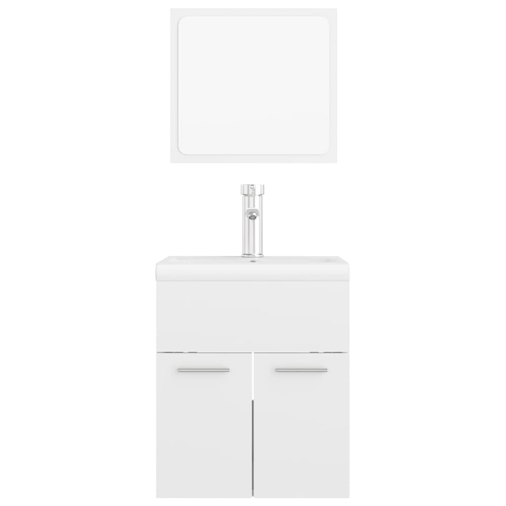 Badmöbel-Set Hochglanz-Weiß Holzwerkstoff