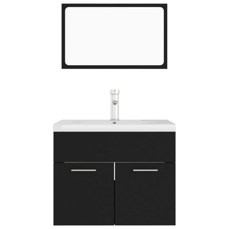 Badmöbel-Set Schwarz Holzwerkstoff