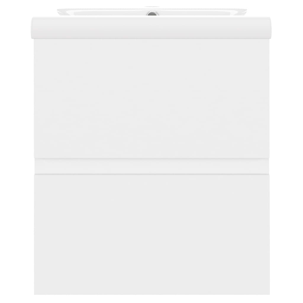 Waschbeckenunterschrank mit Einbaubecken Weiß Holzwerkstoff