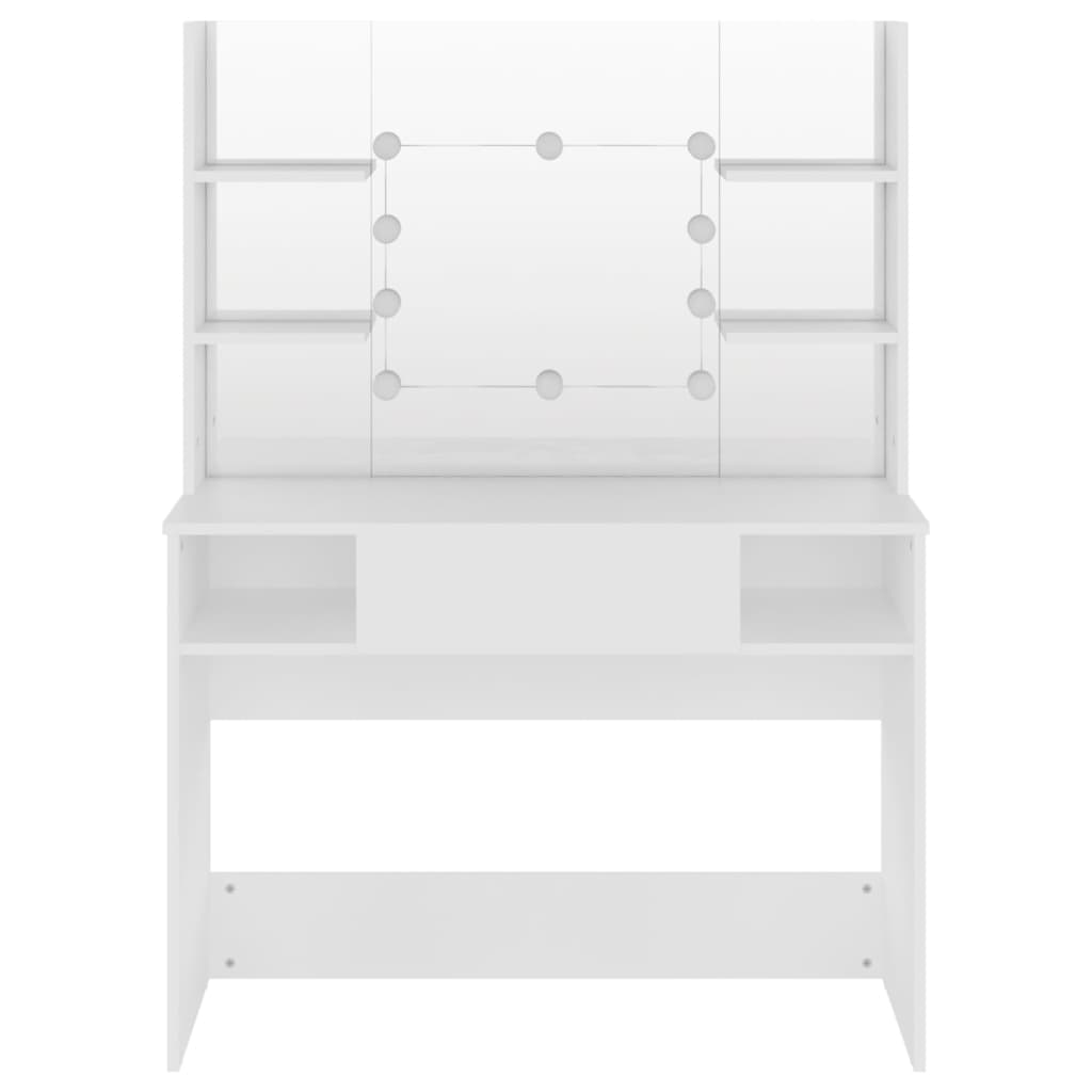 Schminktisch mit LED-Beleuchtung 100x40x135 cm MDF Weiß