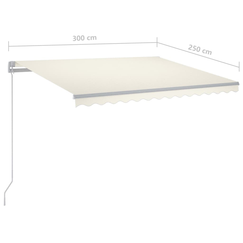 Markise Manuell Einziehbar mit LED 300x250 cm Creme