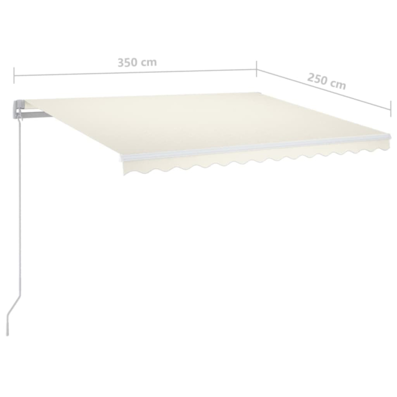 Markise Manuell Einziehbar mit LED 350x250 cm Creme