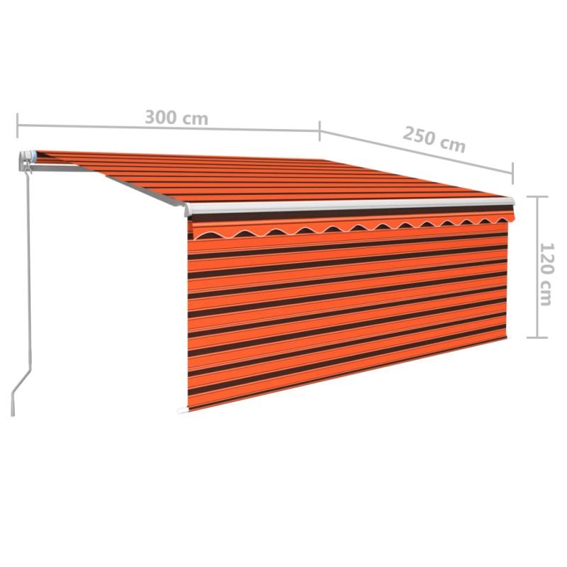 Markise Manuell Einziehbar mit Rollo 3x2,5 m Orange Braun