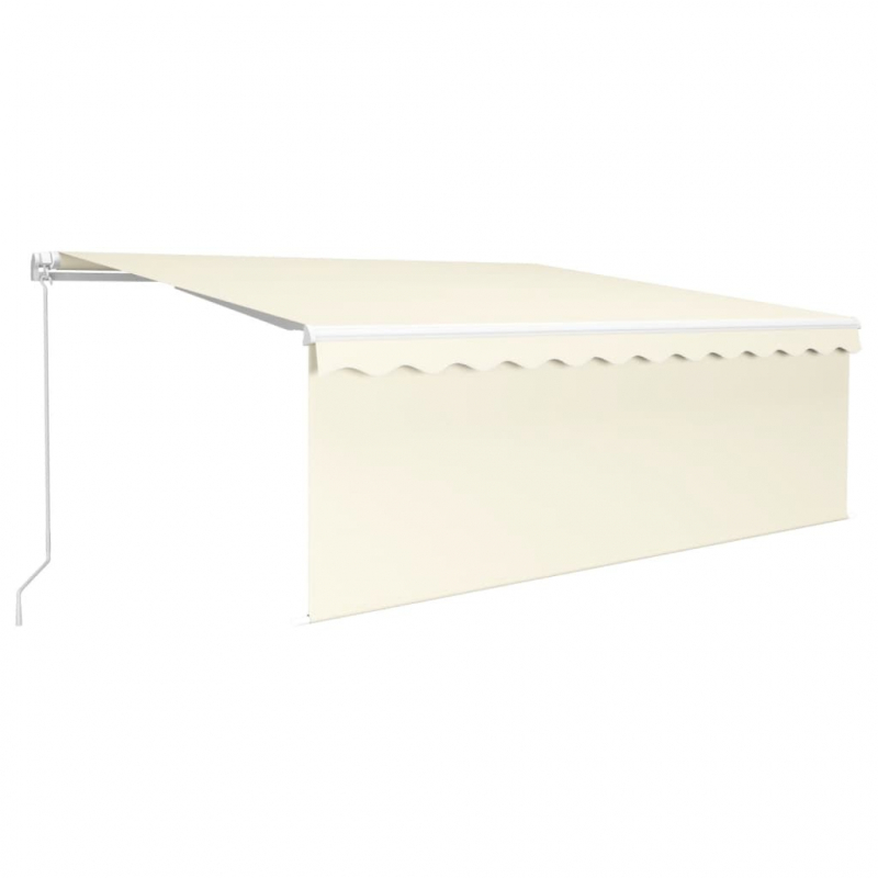 Markise Manuell Einziehbar mit Rollo & LED 4x3 m Creme