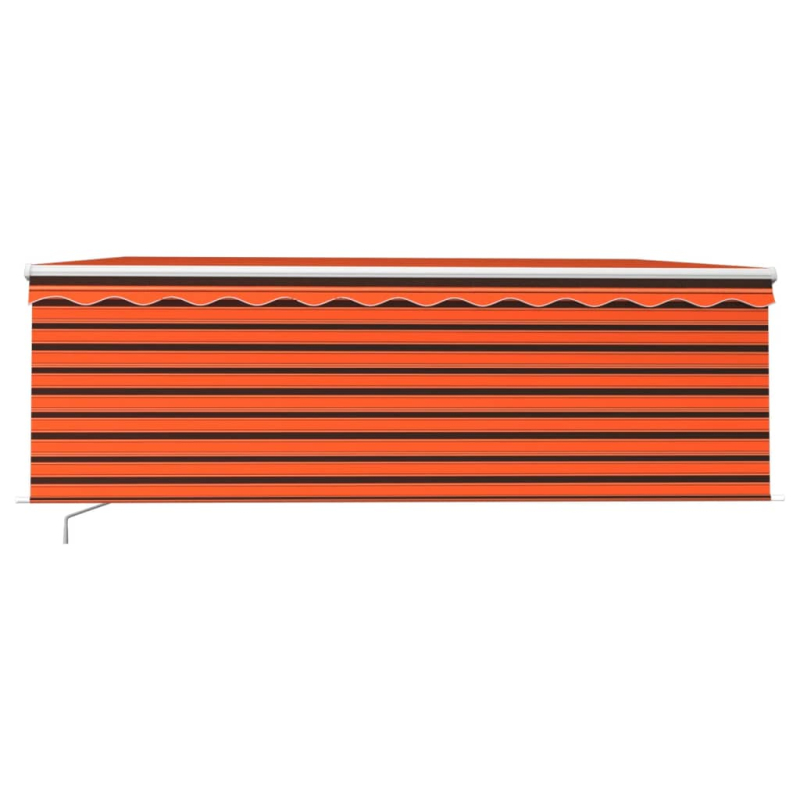 Markise Manuell Einziehbar mit Rollo & LED 4x3 m Orange & Braun