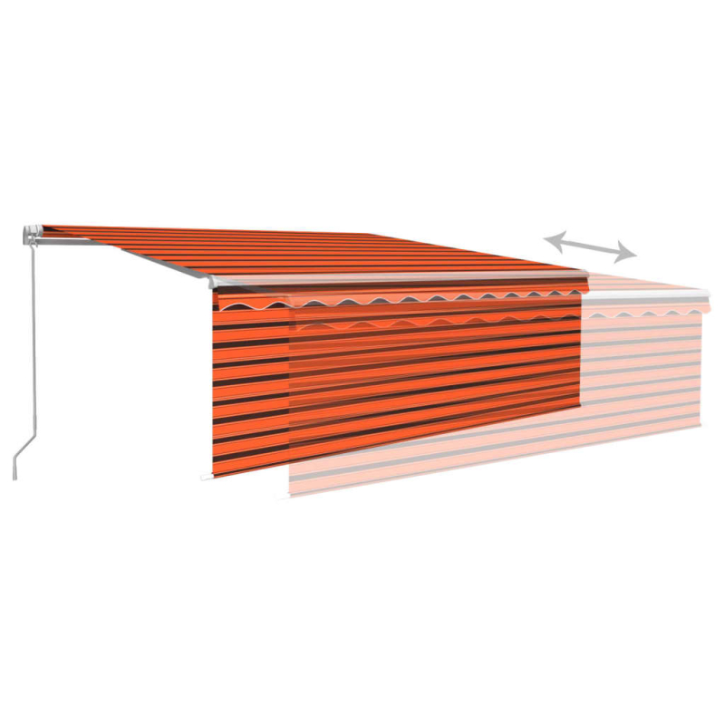 Markise Manuell Einziehbar mit Rollo & LED 4x3 m Orange & Braun