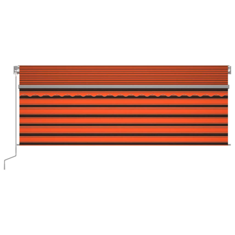Markise Manuell Einziehbar mit Rollo & LED 4,5x3 m Orange Braun