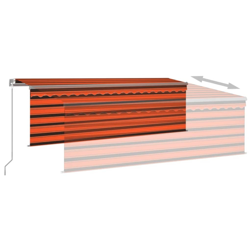 Markise Manuell Einziehbar mit Rollo & LED 4,5x3 m Orange Braun
