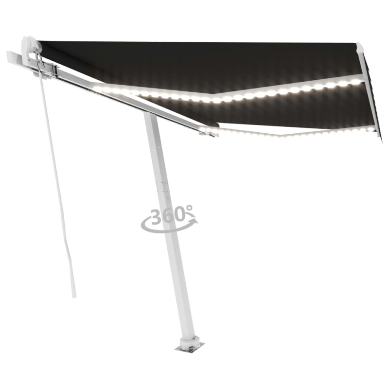 Markise Manuell Einziehbar mit LED 350x250 cm Anthrazit