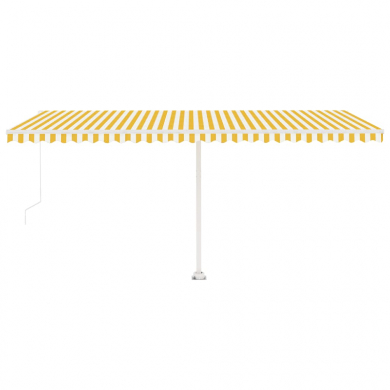 Markise Manuell Einziehbar mit LED 500x300 cm Gelb Weiß