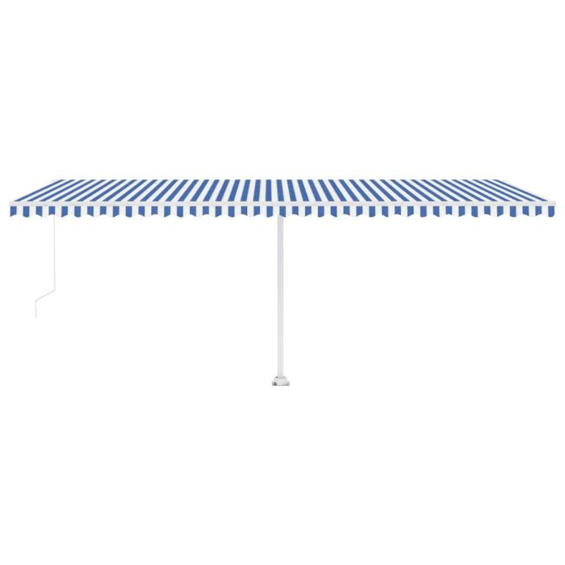 Markise Manuell Einziehbar mit LED 600x300 cm Blau Weiß